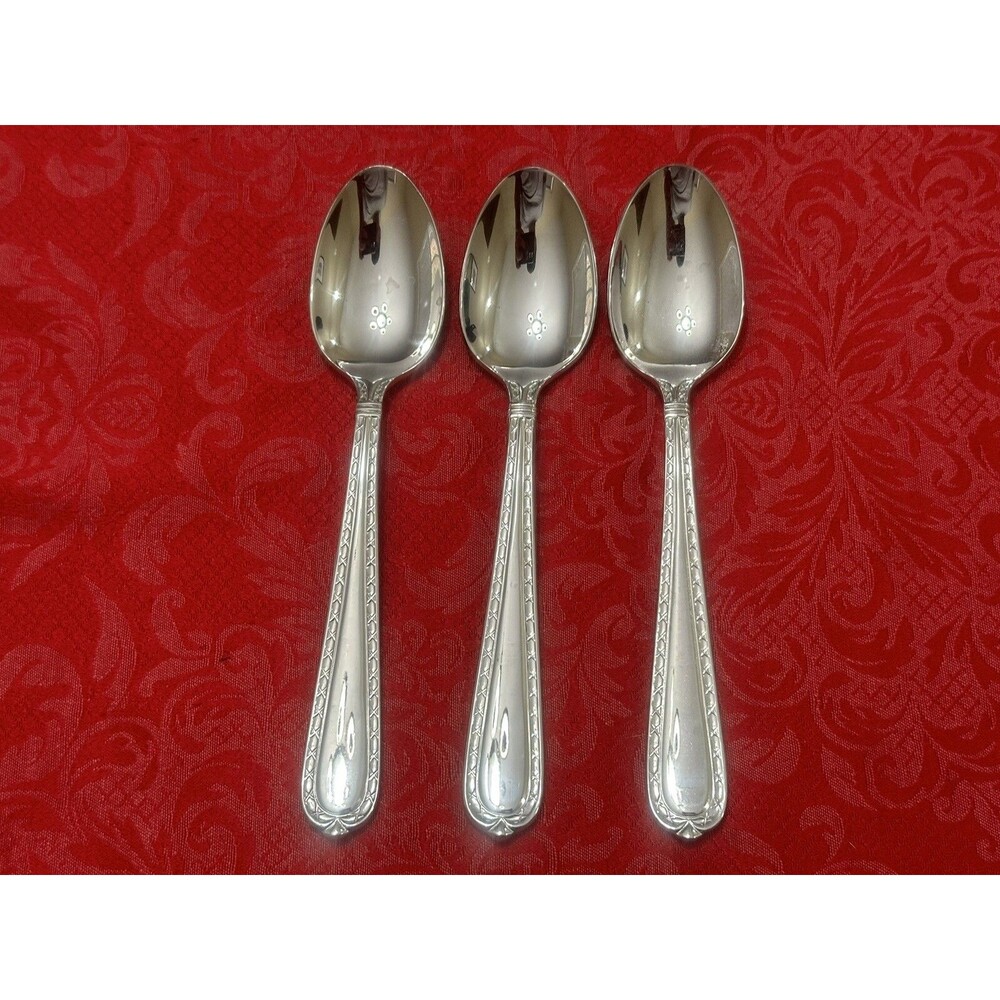 Set of 3 Hampton Silversmiths NOBILITY Stainless Flatware Oval Soup Spoons 8"
